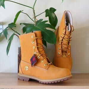 New Women's Tan Timberland Teddy Fleece Lined Lux Waterproof Boots sz 9